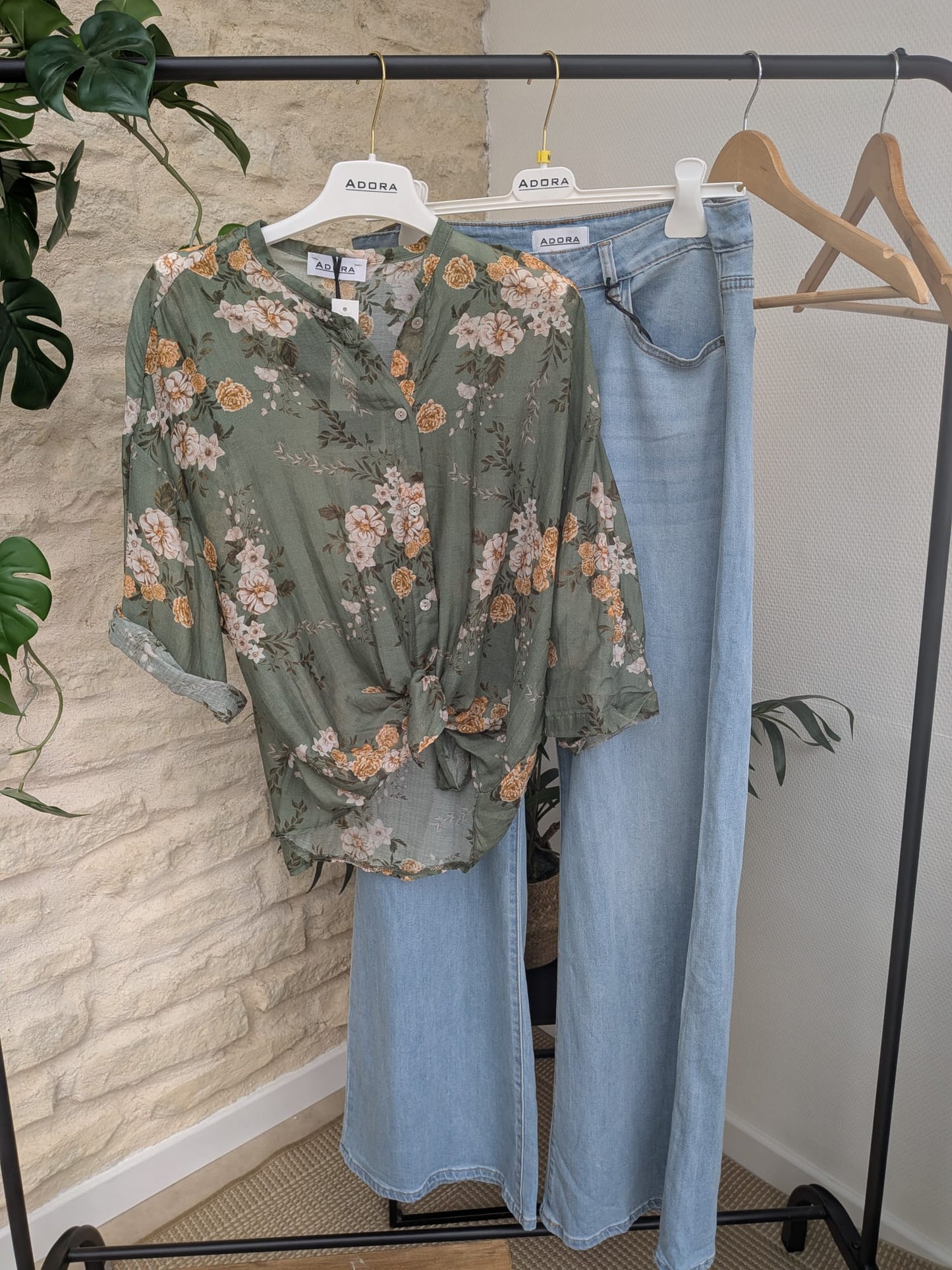 Chemise imprimée en soie et coton