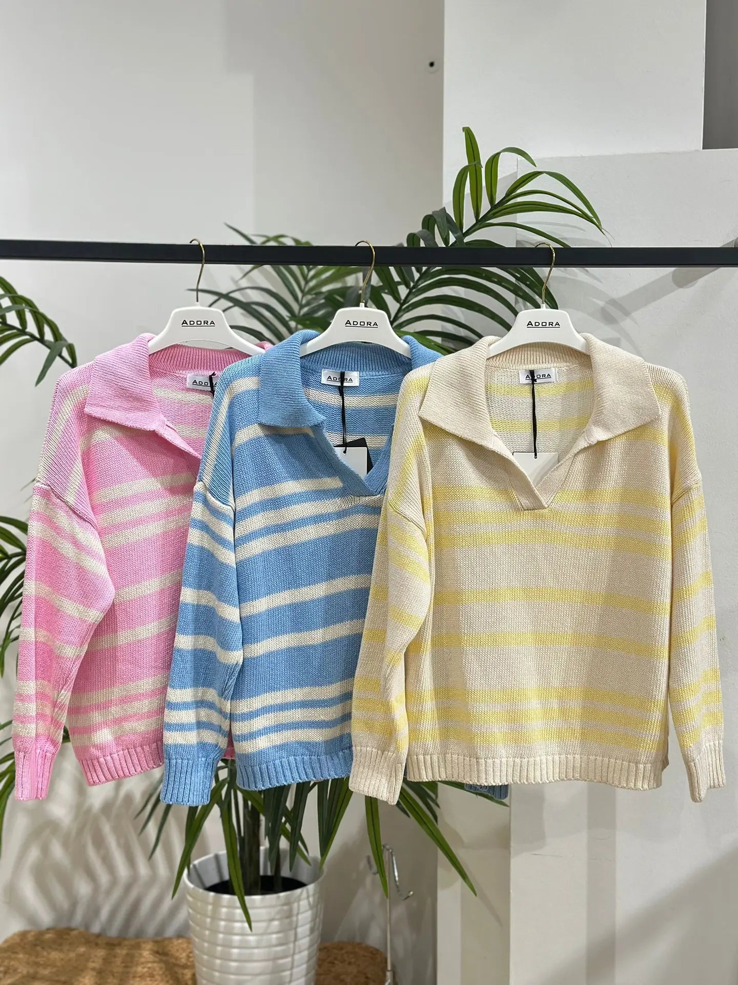 Polo en coton jaune et beige