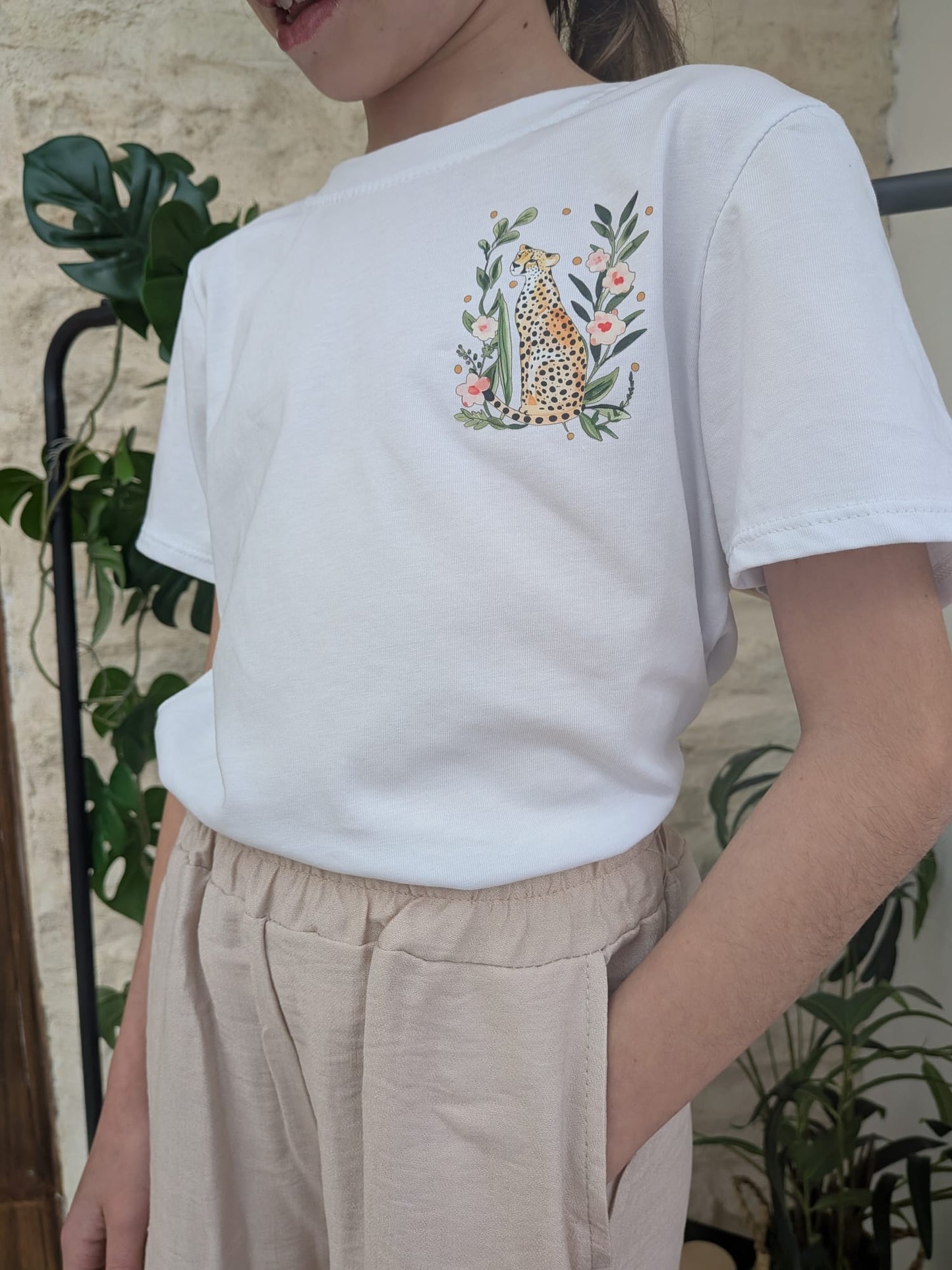 Ensemble t-shirt en coton et pantalon effet lin