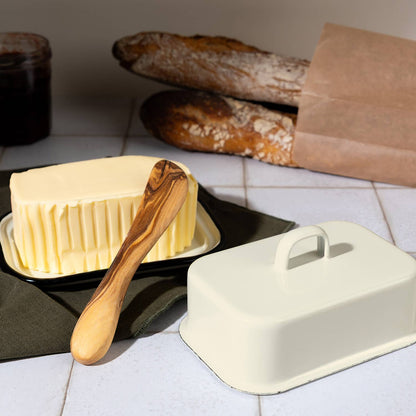 Beurrier fer émaillé crème