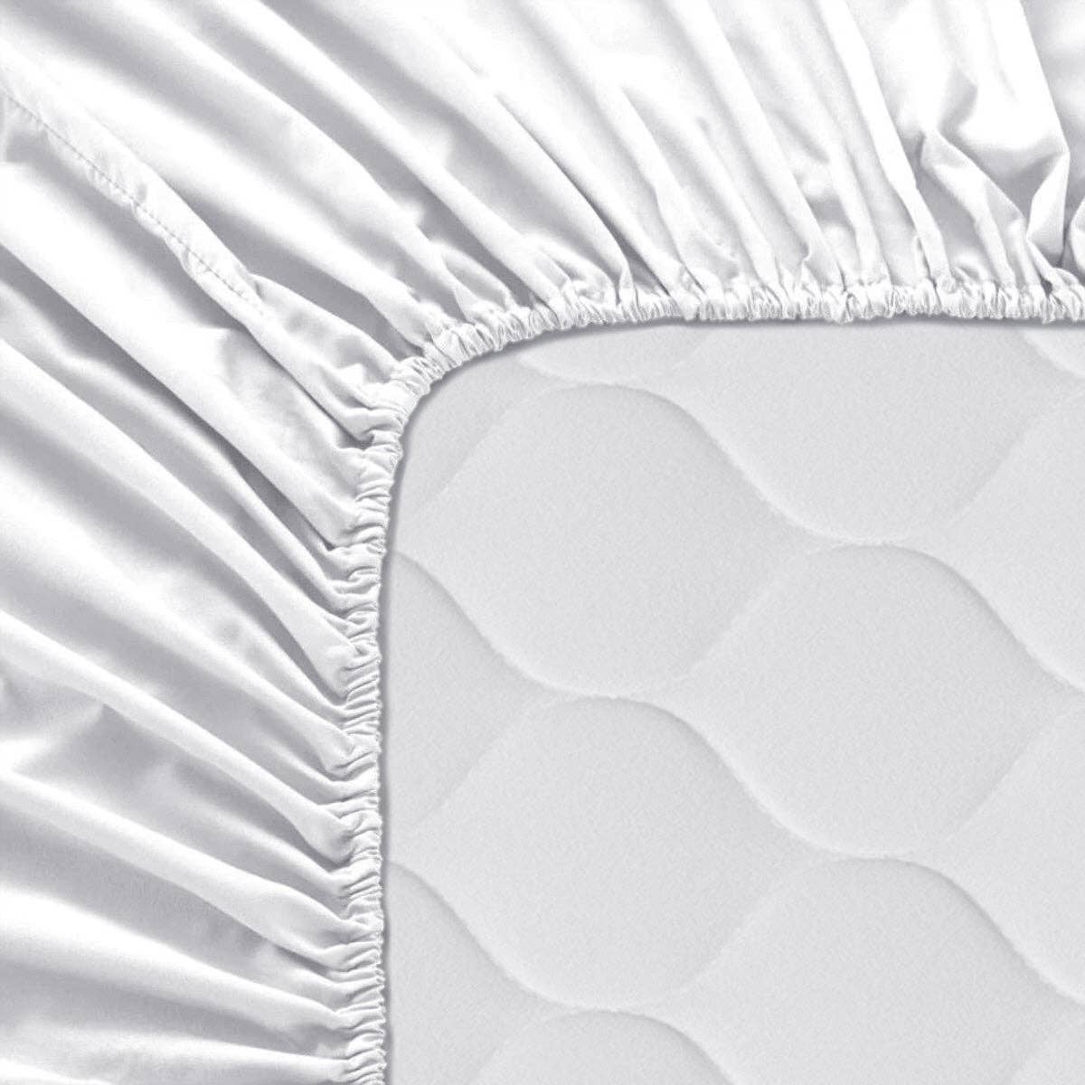 Drap-housse blanc 200 fils/cm²