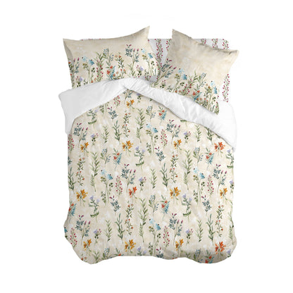 Housse de couette imprimée florale – Fond beige rosé doux pour chambre moderne