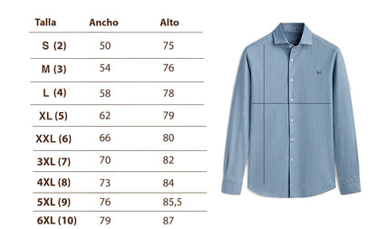 Chemise en lin rayée bleu clair