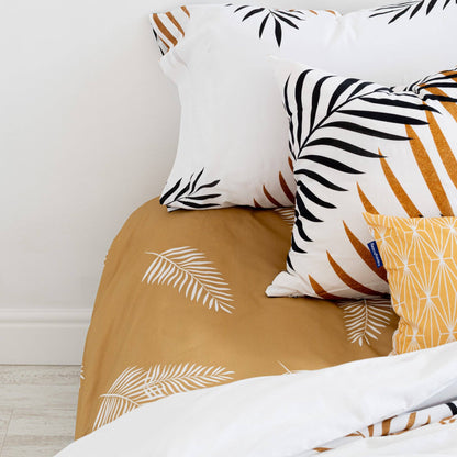 Drap housse Feuillage Bajera moutarde