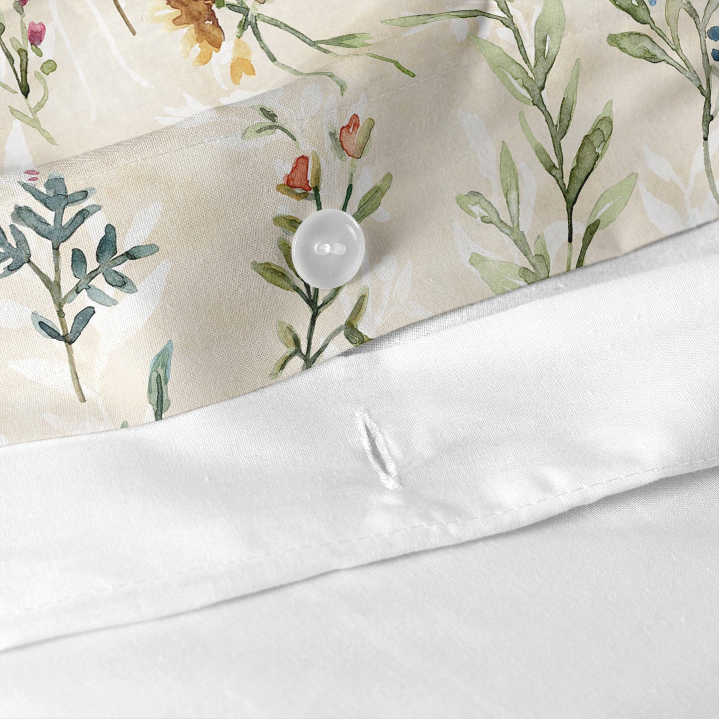 Housse de couette imprimée florale – Fond beige rosé doux pour chambre moderne