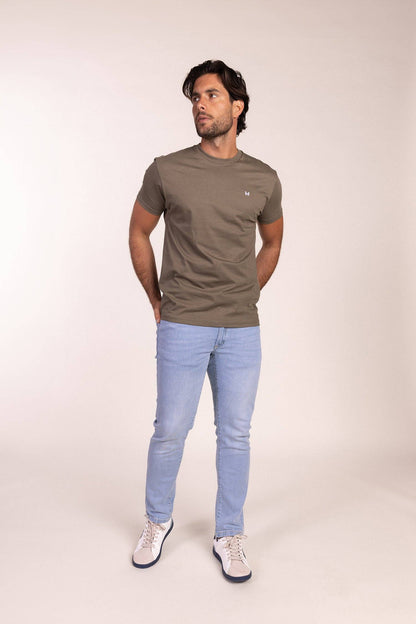 T-shirt basique à manches courtes kaki