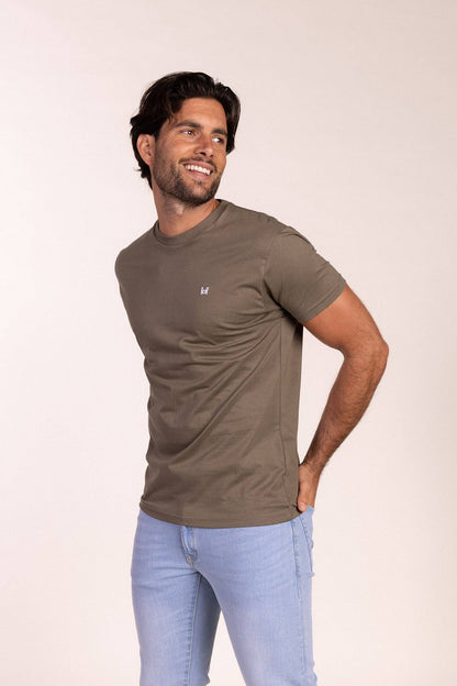 T-shirt basique à manches courtes kaki