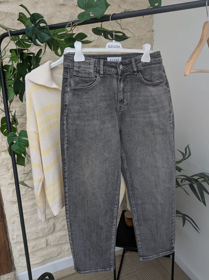 Jean mom gris