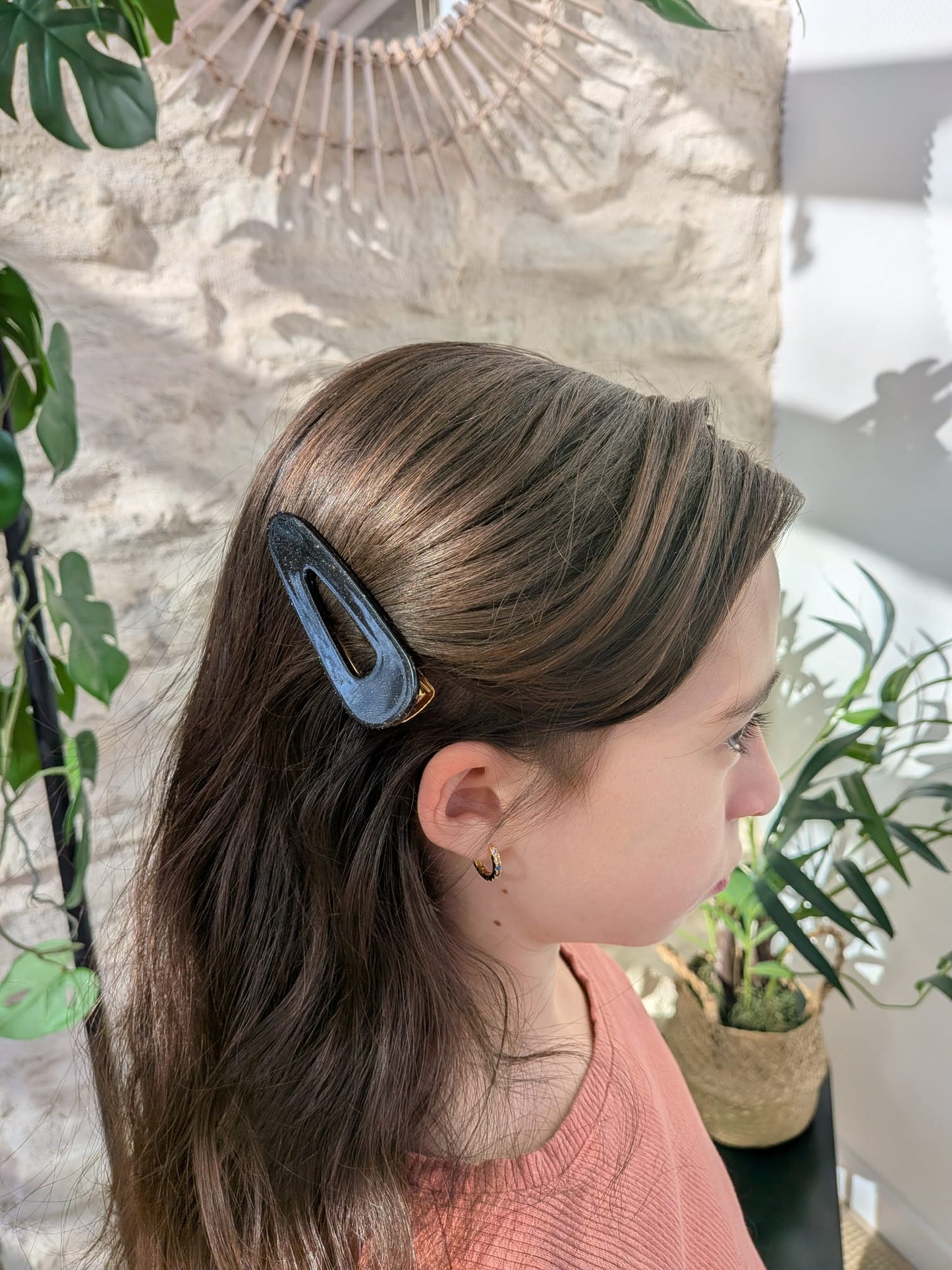 Barrette noire à Paillettes – Fait Main 🇫🇷