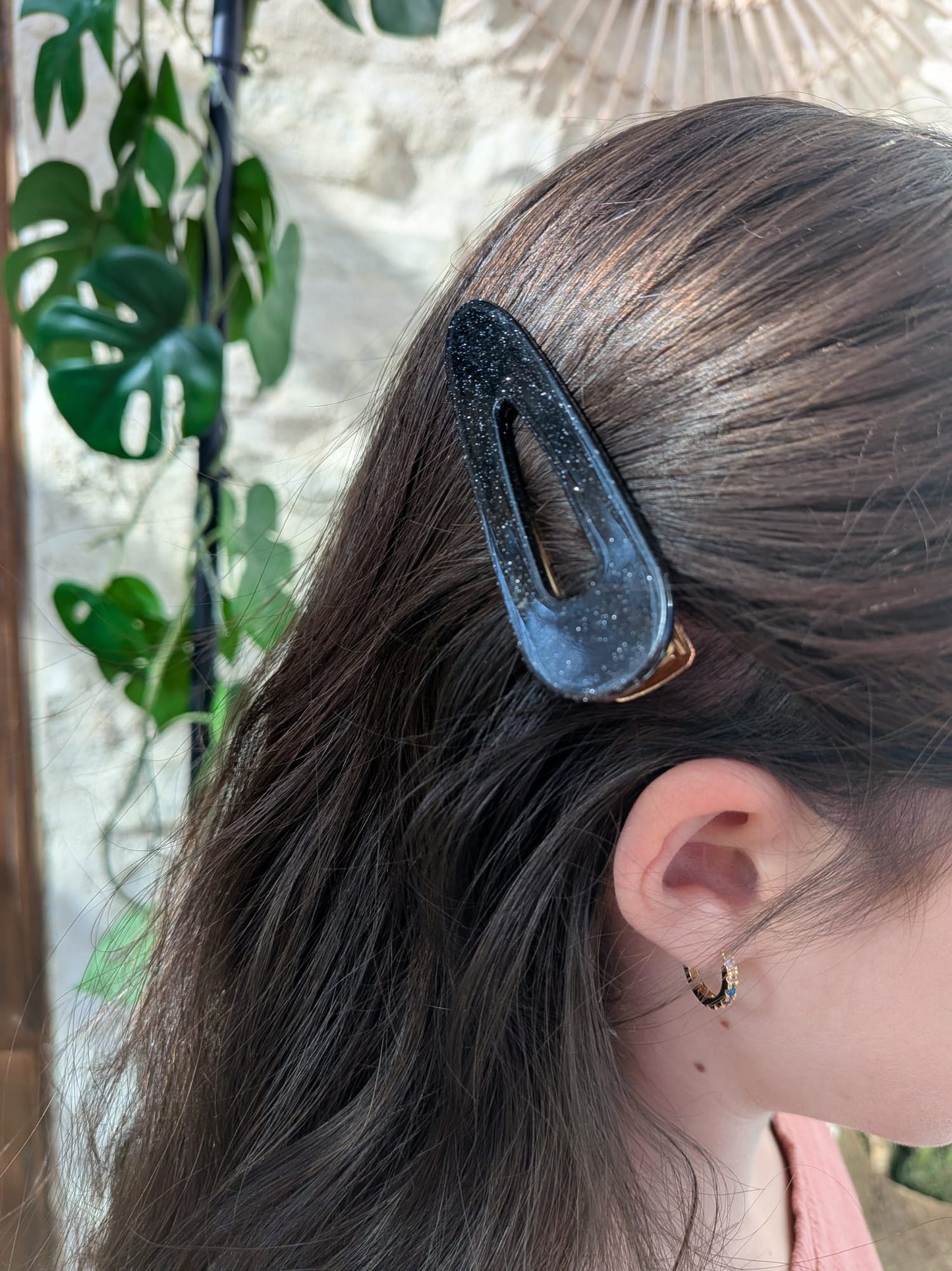 Barrette noire à Paillettes – Fait Main 🇫🇷