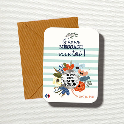 Carte à gratter "Tu vas être grand frère" / "Tu vas être grande sœur"
