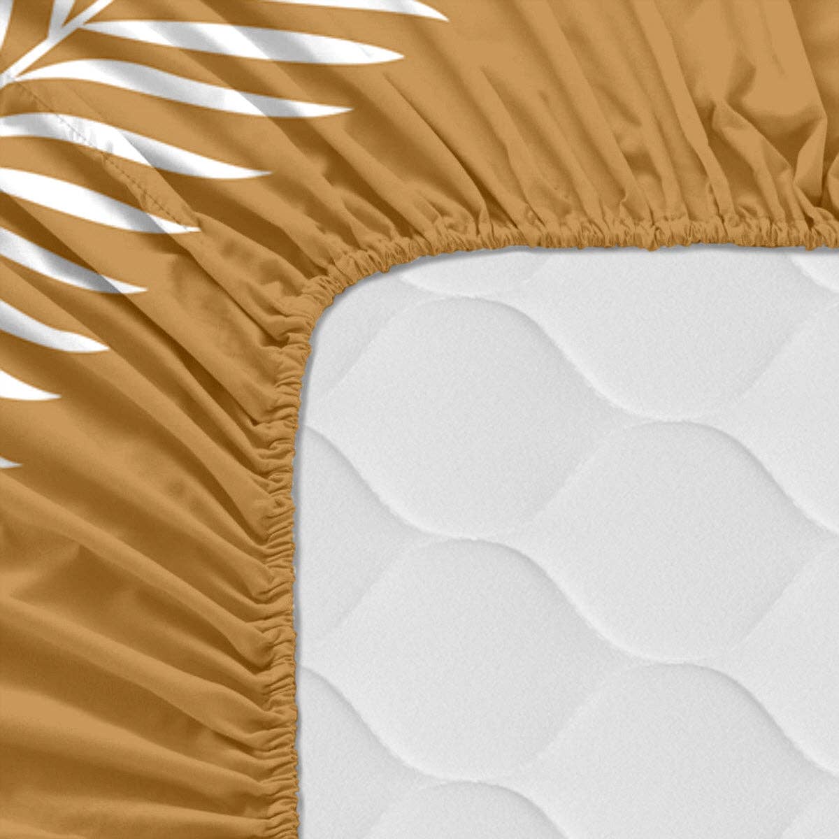 Drap housse Feuillage Bajera moutarde