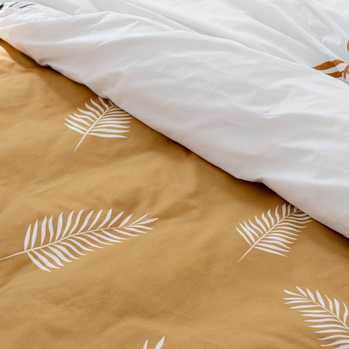 Drap housse Feuillage Bajera moutarde