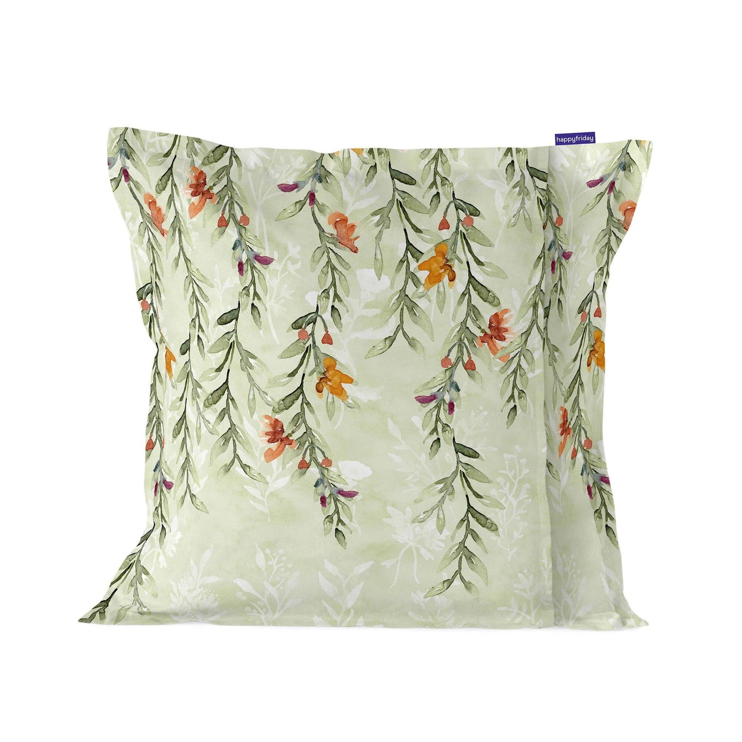 Coussin décoratif vert – Motif floral élégant et naturel