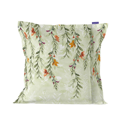 Coussin décoratif vert – Motif floral élégant et naturel