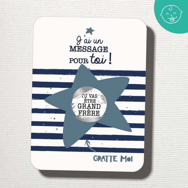 Carte à gratter "Tu vas être grand frère" / "Tu vas être grande sœur"