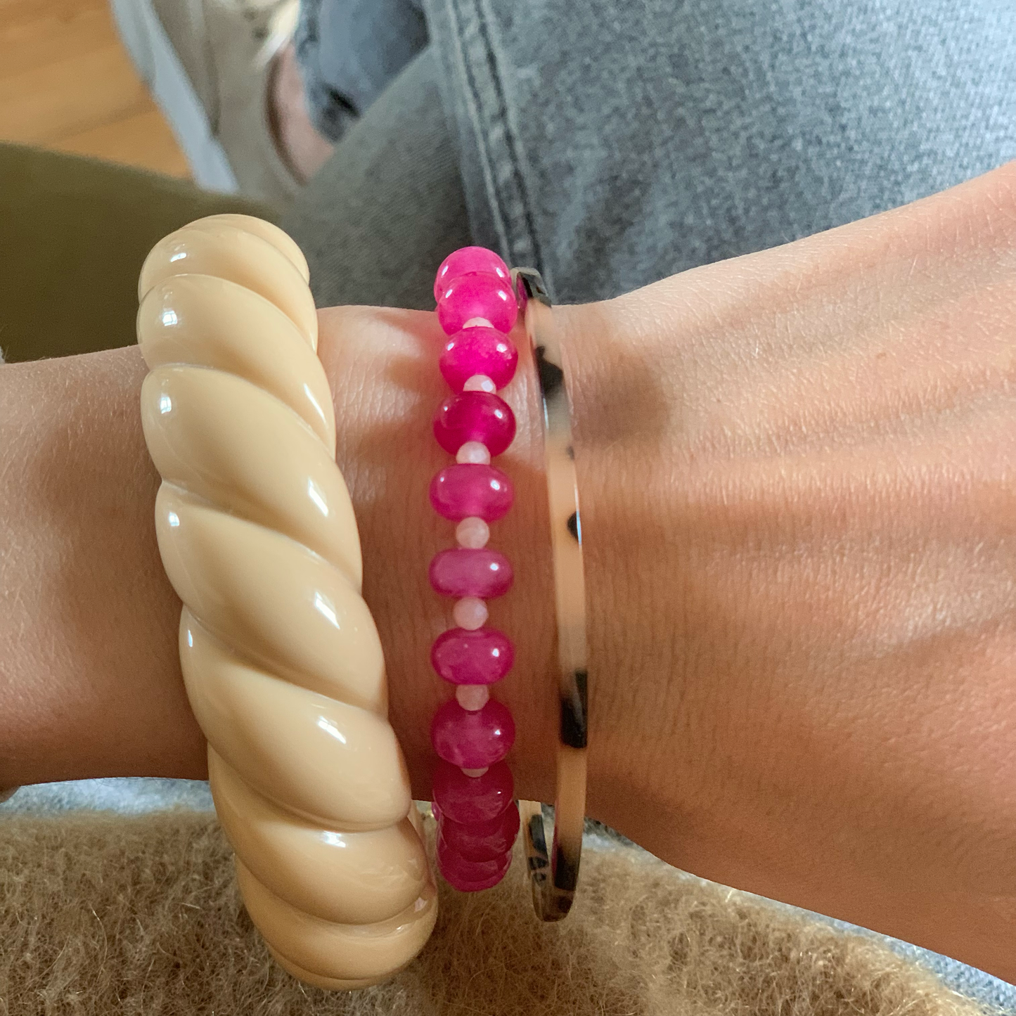 Bracelet Olympe - Rose foncé/nude