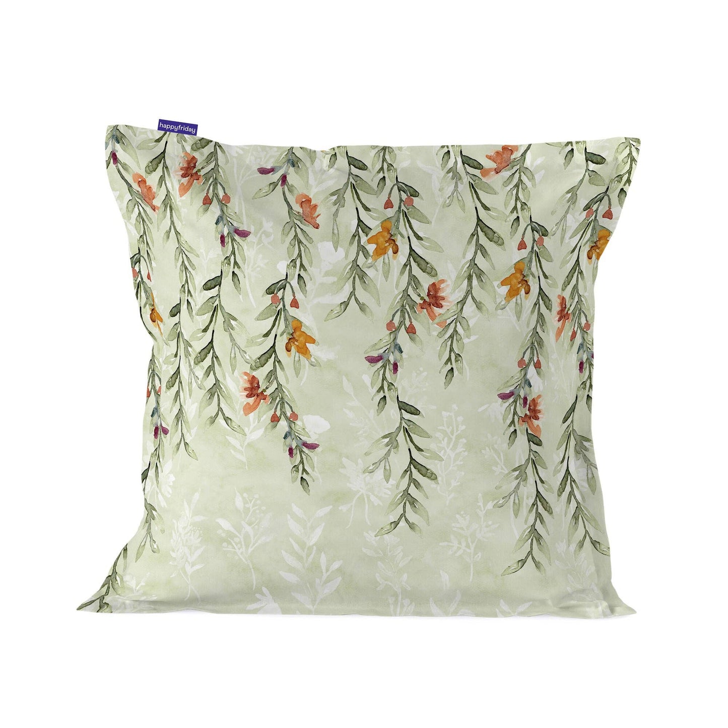 Coussin décoratif vert – Motif floral élégant et naturel