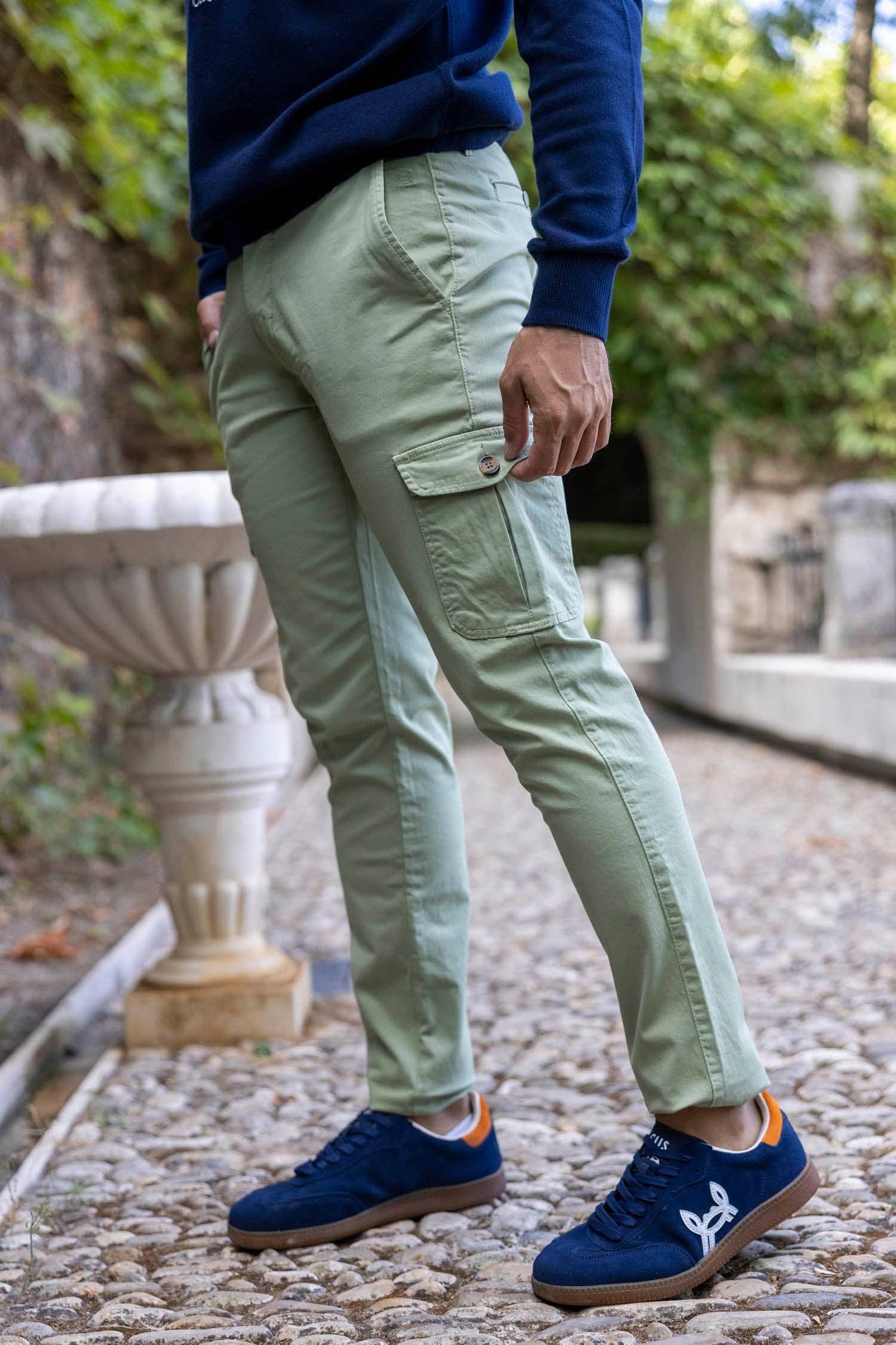 Pantalon Cargo Taille Élastique Vert