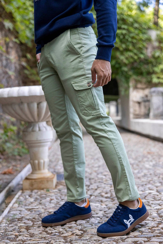 Pantalon Cargo Taille Élastique Vert