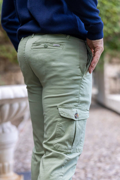 Pantalon Cargo Taille Élastique Vert