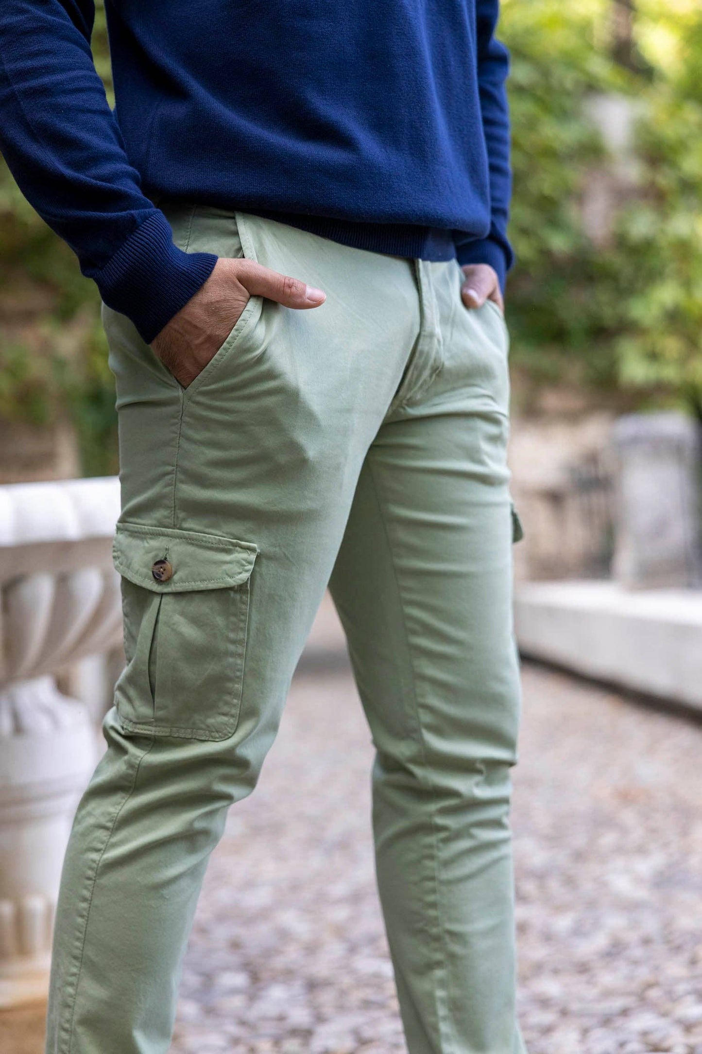 Pantalon Cargo Taille Élastique Vert