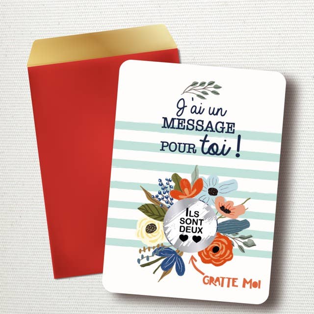 Carte à gratter annonce de grossesse "spécial jumeaux"