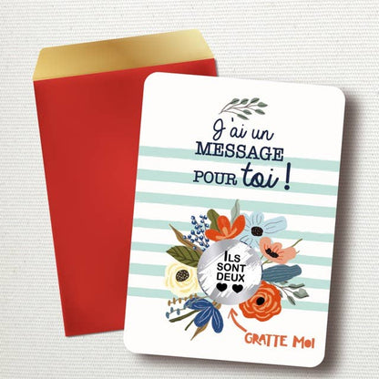 Carte à gratter annonce de grossesse "spécial jumeaux"