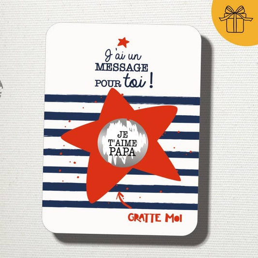"Je t'aime Papa !" carte à gratter, message surprise
