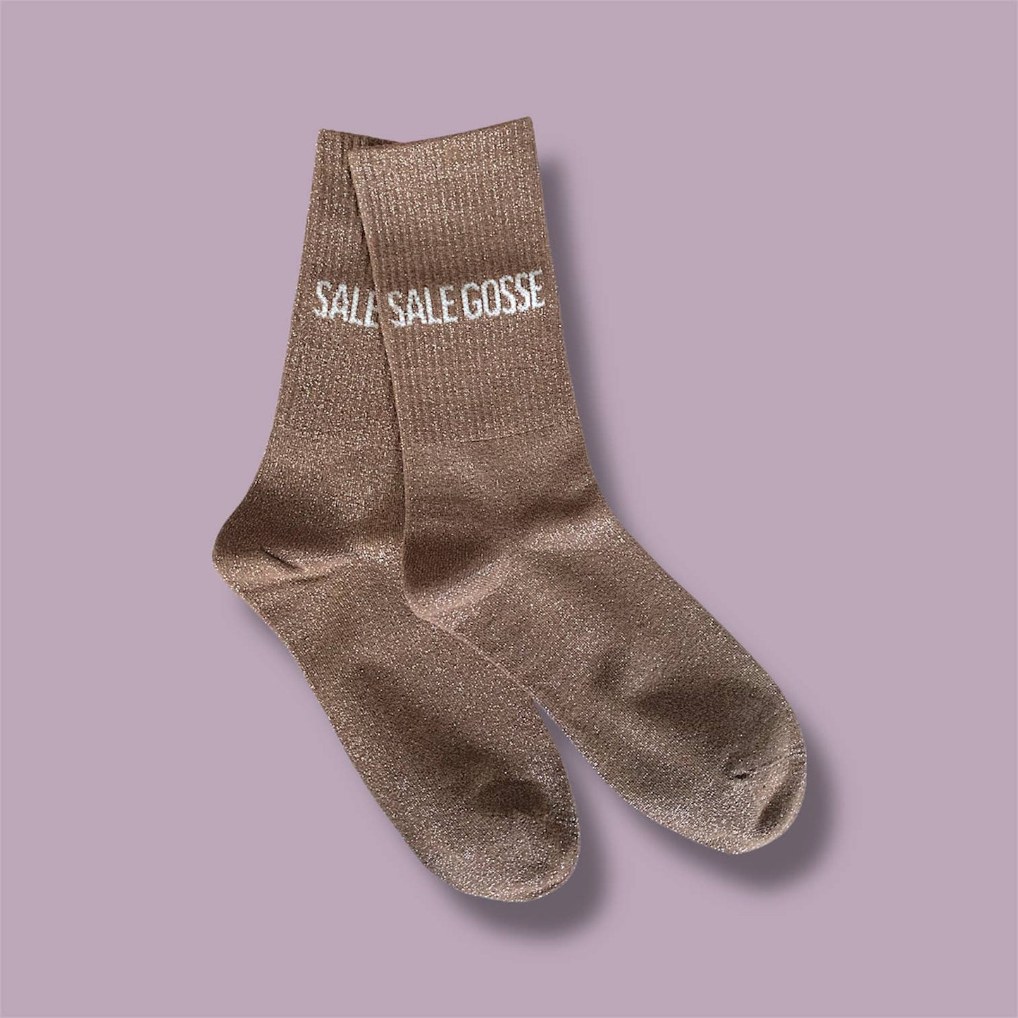 Paire de chaussettes paillettes "Sale gosse" - Sable