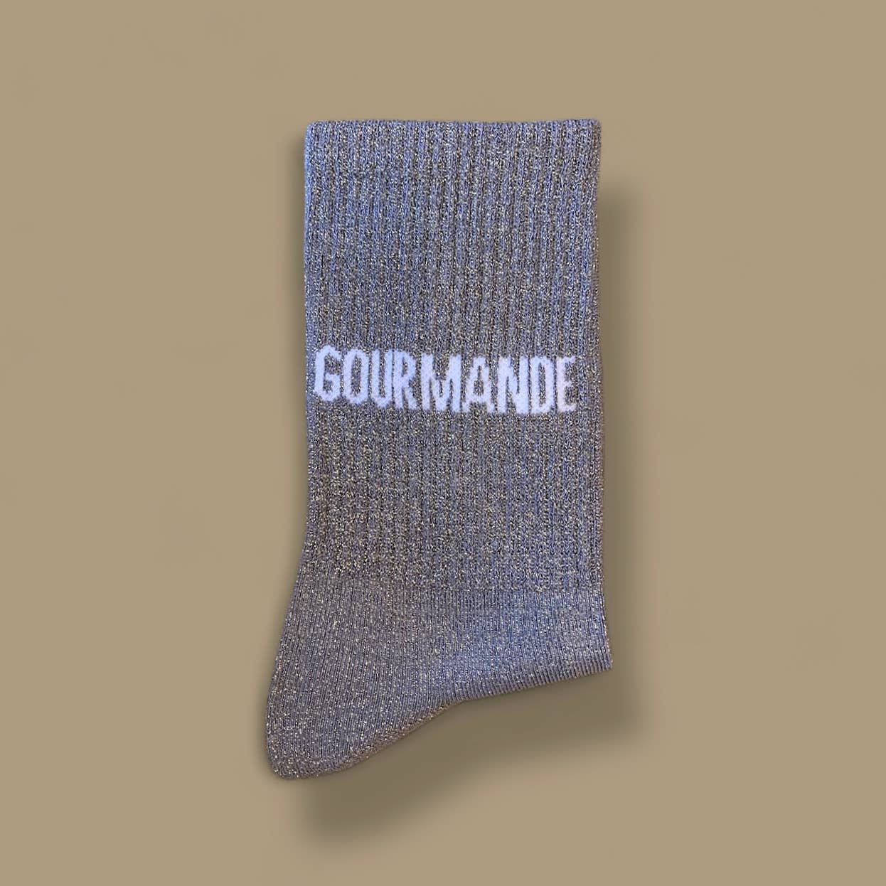 Paire de chaussettes paillettes "Gourmande" - Grège