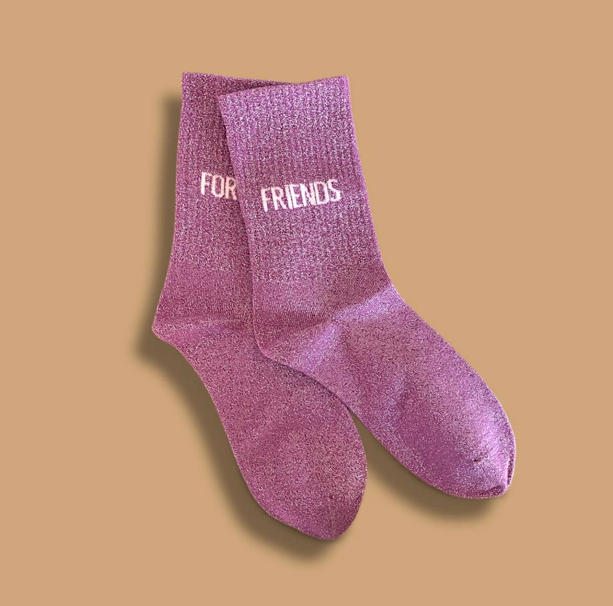 Paire de chaussettes paillettes "Friends forever" - Mauve 