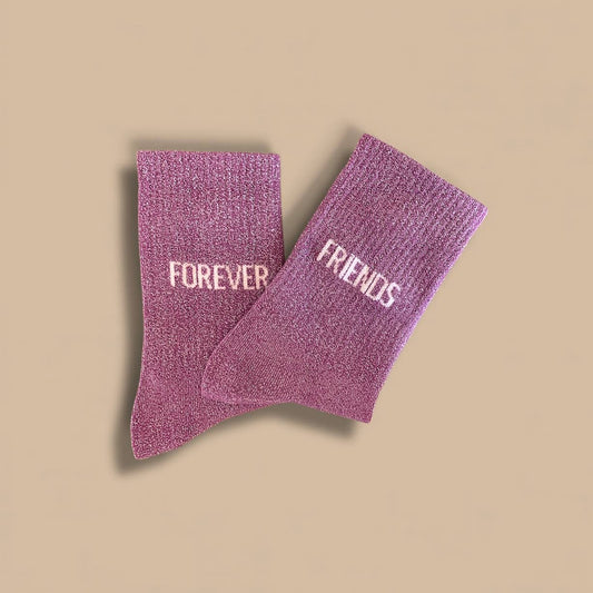 Paire de chaussettes paillettes "Friends forever" - Mauve 
