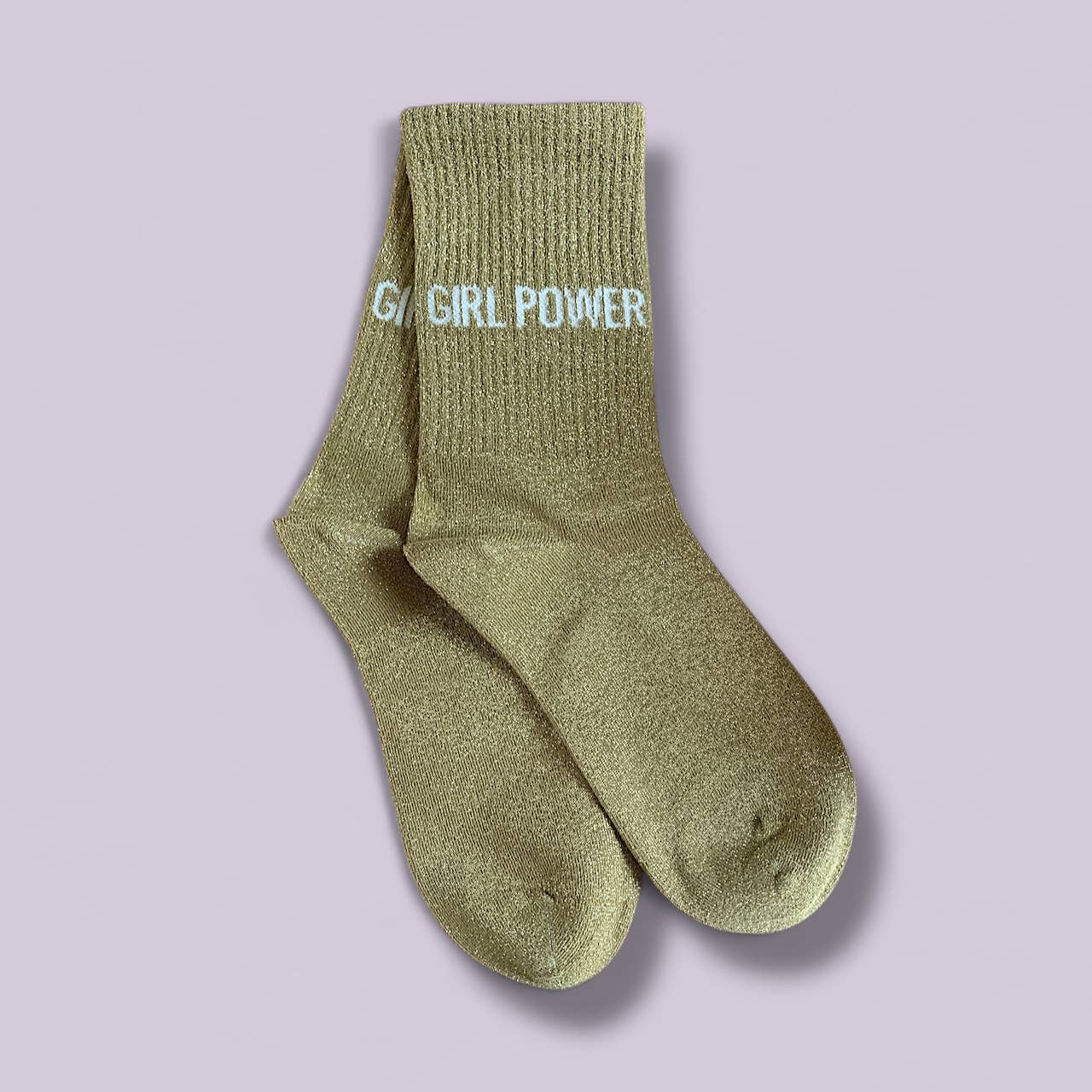Paire de chaussettes paillettes "Girl power" - Dorée