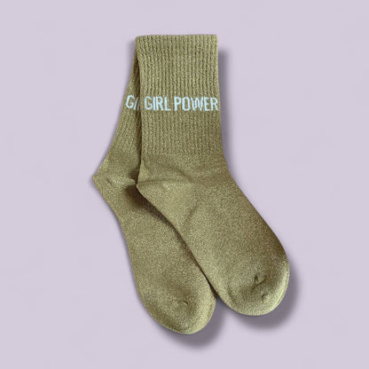 Paire de chaussettes paillettes "Girl power" - Dorée