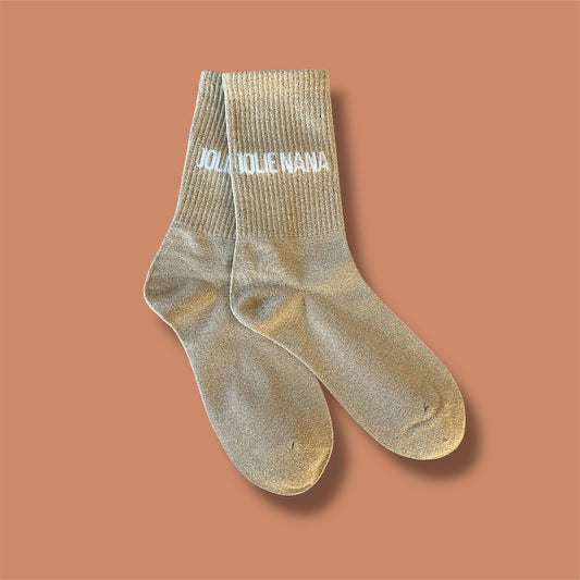 Paire de chaussettes paillettes "Jolie nana" - Champagne