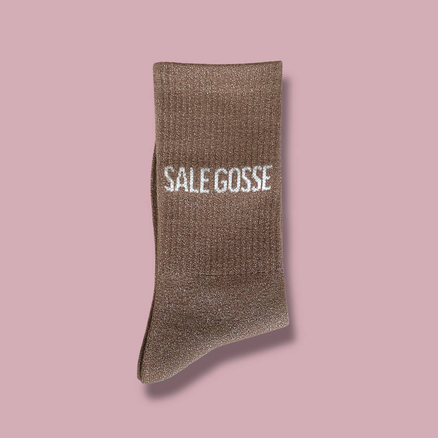 Paire de chaussettes paillettes "Sale gosse" - Sable