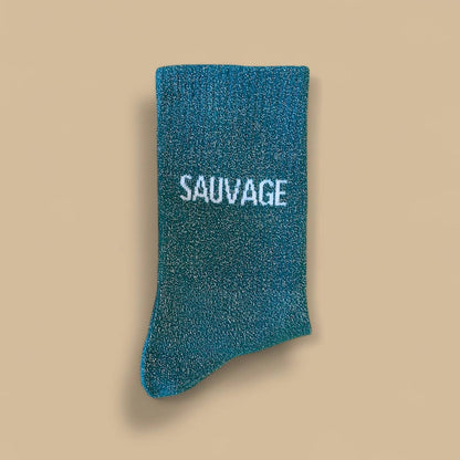 Paire de chaussettes paillettes "Sauvage" - Aqua 