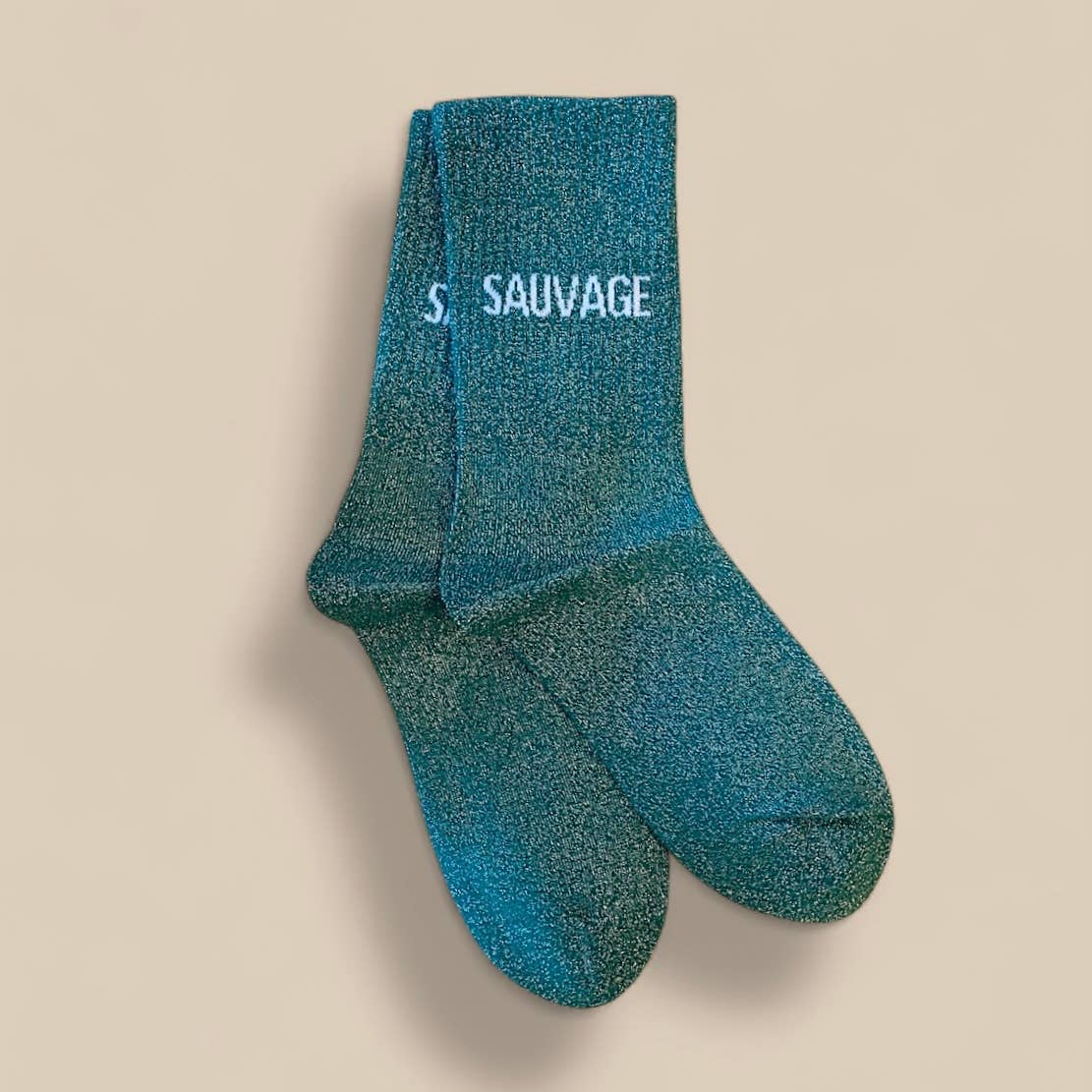 Paire de chaussettes paillettes "Sauvage" - Aqua 