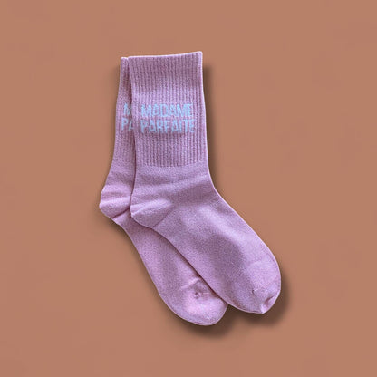 Paire de chaussettes paillettes "Madame parfaite" - Rose