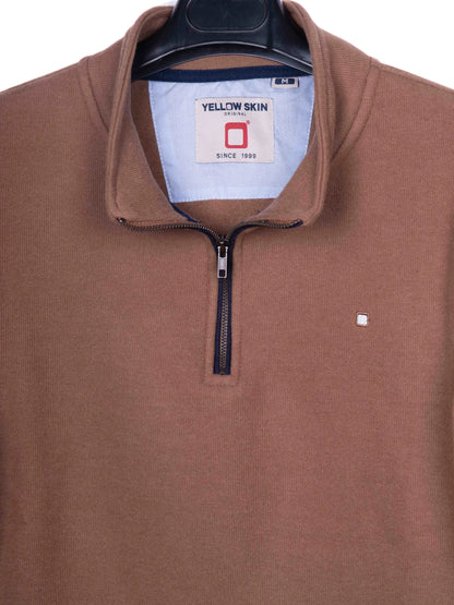 Pull polaire demi-zip chocolat