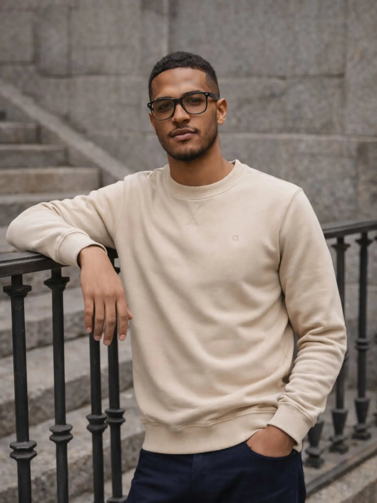 Sweat-shirt col rond coton