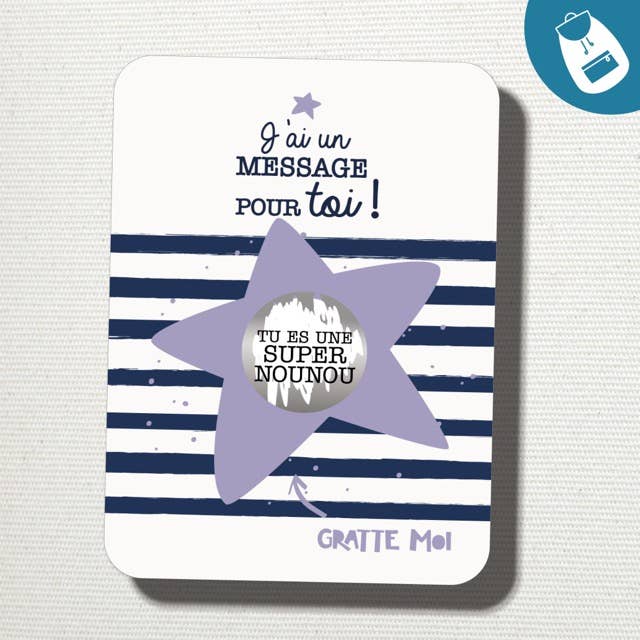 "Tu es une super NOUNOU" carte à gratter, message surprise