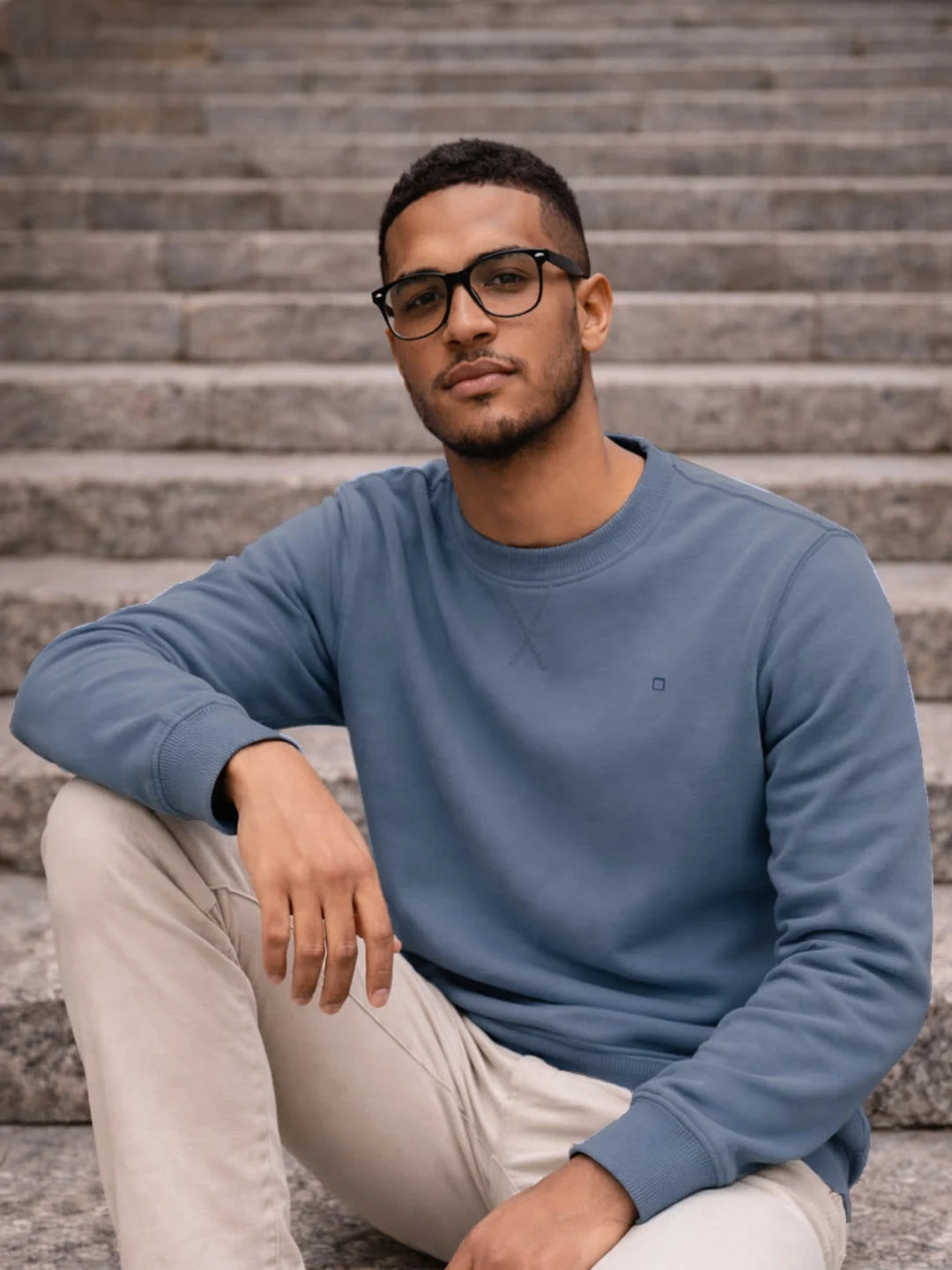 Sweat-shirt col rond coton